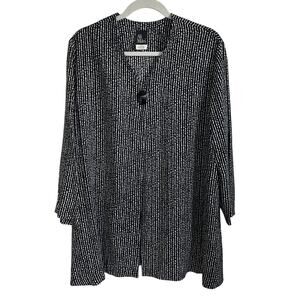 Ali Miles Vintage Tunic Top Sz 10 Pockets Button Black White Geometric Lagenlook